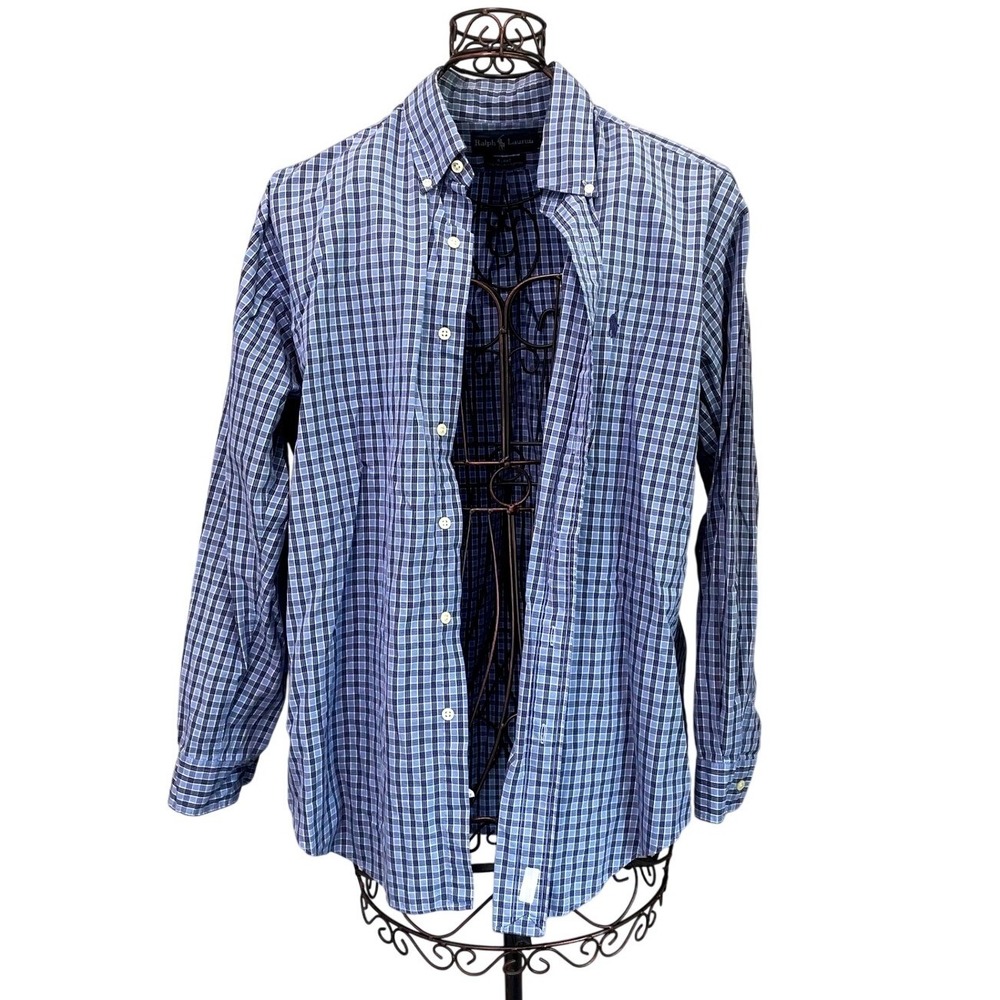 Ralph Lauren Blake Shirt Mens Medium Plaid Long Sleeve Button Down‎ 100% Cotton